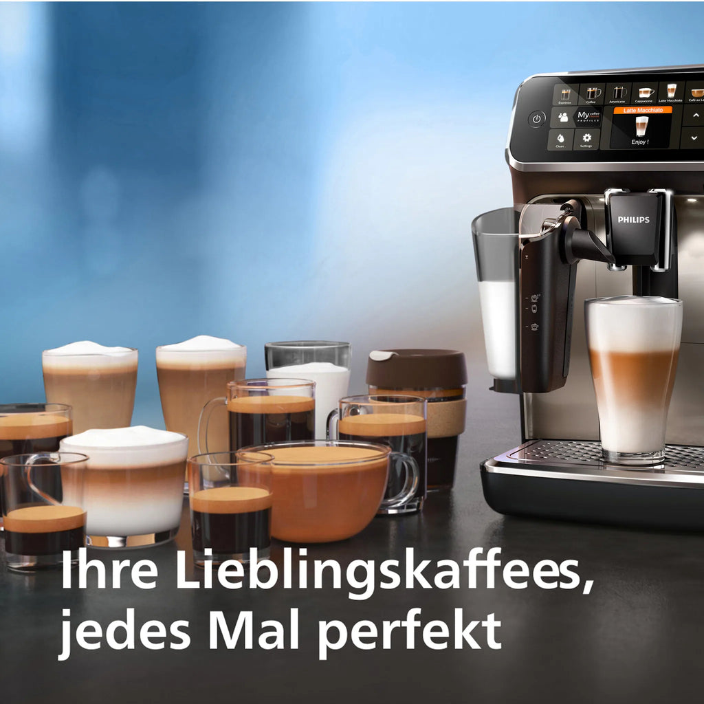 Philips 5400 Series EP5447/90 Kaffeevollautomaten, Espressomaschine, 1,8 l, Kaffeebohnen, Eingebautes Mahlwerk, 1500 W, Schwarz, Chrom